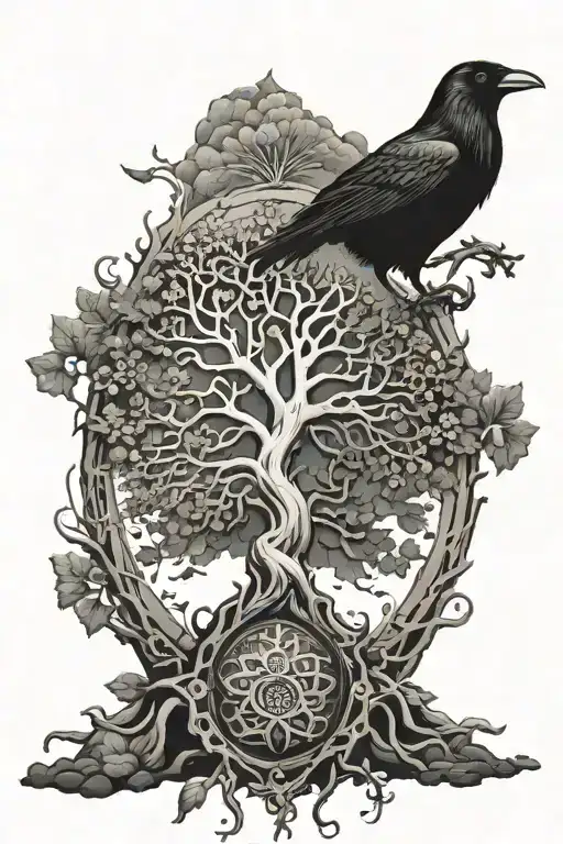 Yggdrasil And The Raven Scandinavian Style