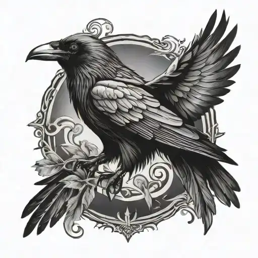 Raven Flying Towards