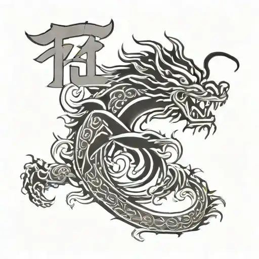 Chinese Character 5 W's And An Animal Eveloping It