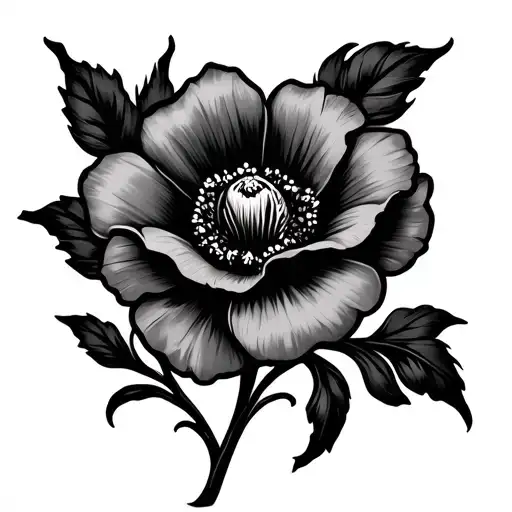 Western Leather Tooling Flower Design Featuring Black Cancer Ribbon