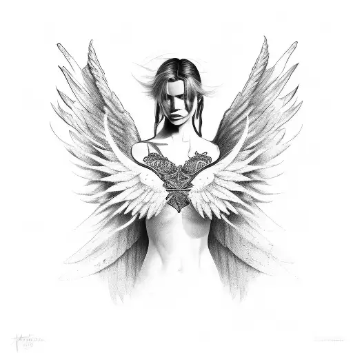 Angel With Wings Tipped Right Full Fill