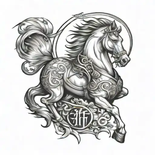 Year Of The Horse With Zodiac Sign Pisces In It With The Armor