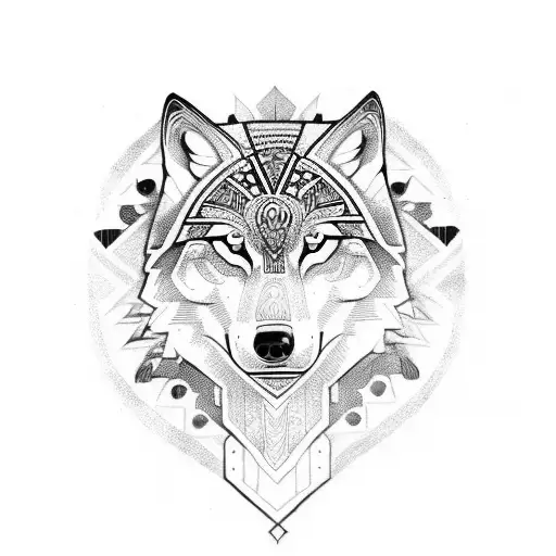 A Tribal-inspired Wolf In Fc Midtjylland Colors