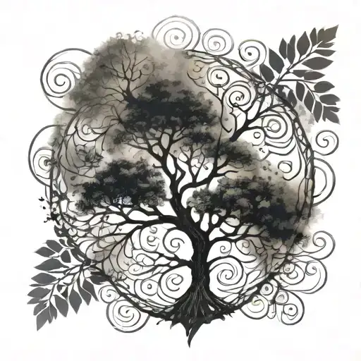 Tree Of Life With Fingerprints In Heart Shapes