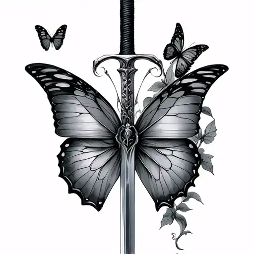 Butterflies As A Handle Of A Sword Wrapped