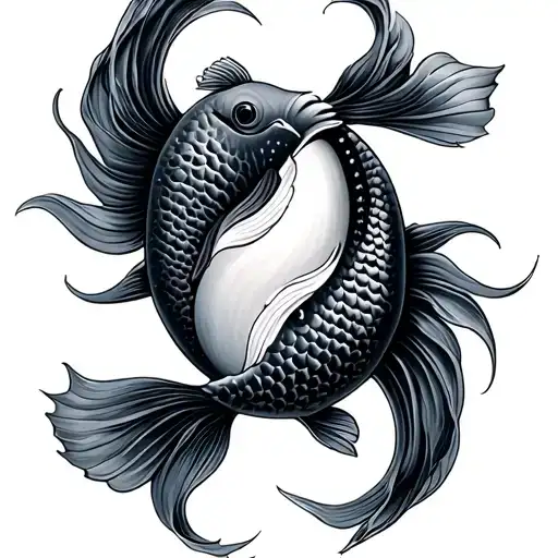Yin And Yang Koi Fish Swimming