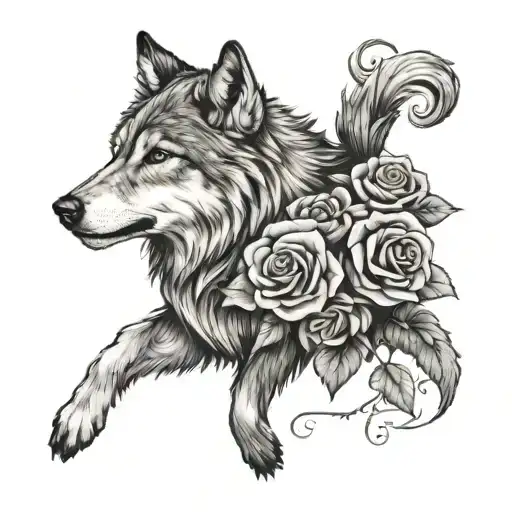 Wolf Blended By Roses