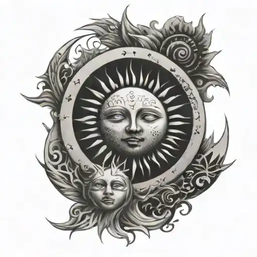 Sun And Moon Merging Together