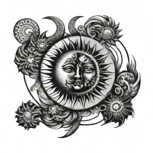 Sun And Moon Merging Together Simple