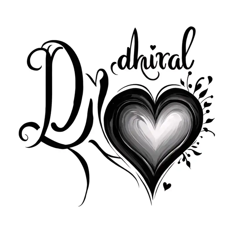 Dhiral Name Tattoo Love Heart