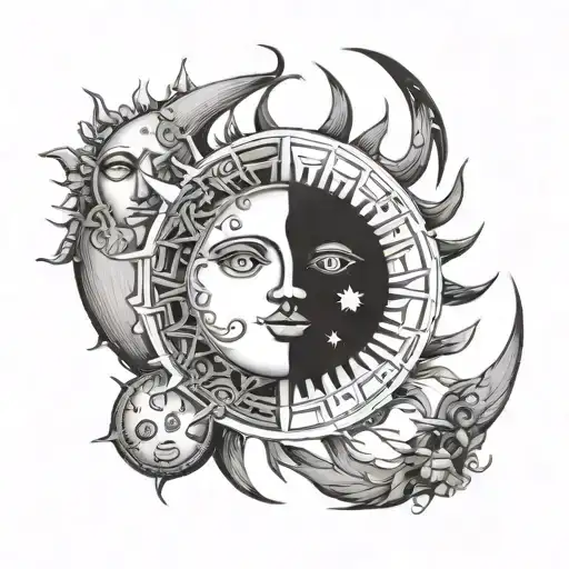 Sun And Moon Simple Design