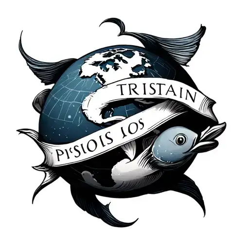 A World With The Name Tristan Wrapped Around It And The Pisces Zodiac Sign