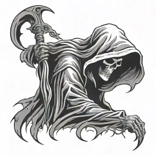 Grim Reaper With Hood On His Head