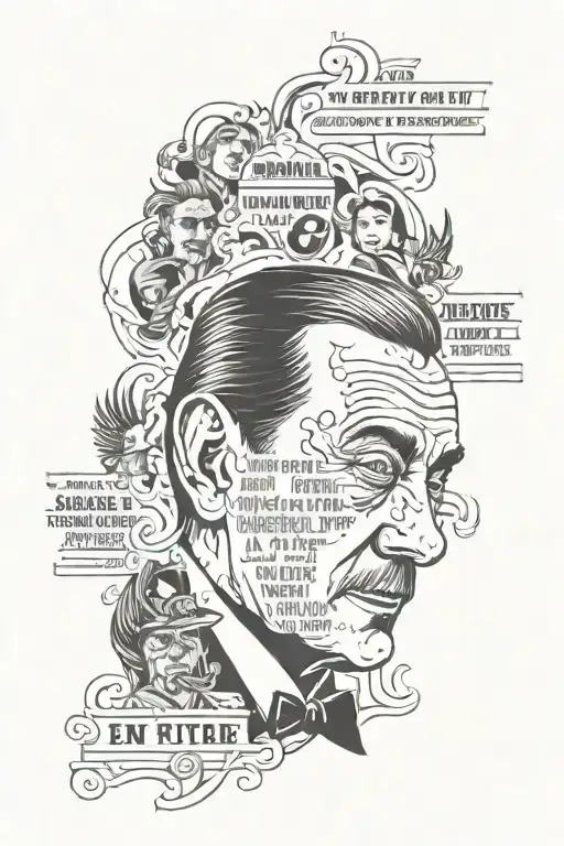 Portrait Of A Famous Director With Iconic Movie Quotes Incorporated Into The Design
