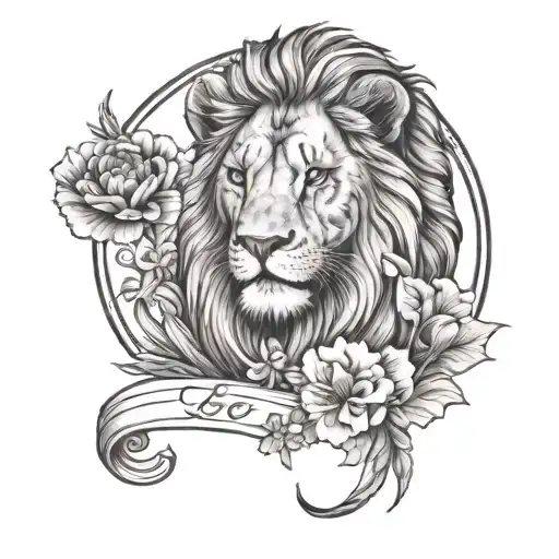 Lion With Name Leo And Gladious And Poppy Flower