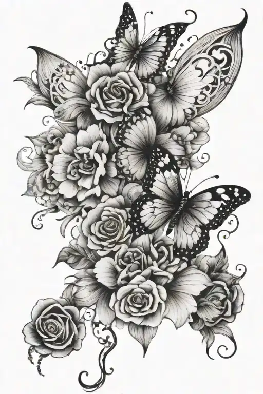 Floral Butterfly Half Sleeve