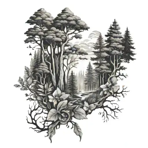 Forest Nature Tattoo Design