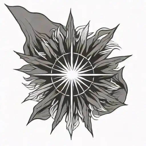 Minimalistic Sunburst Flag Fine Line Simple