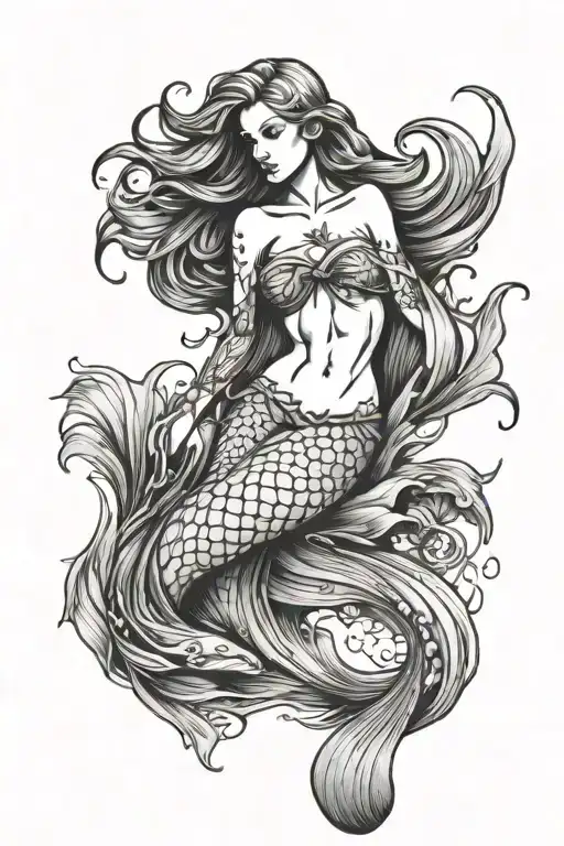 Mermaid Swimming Upstream