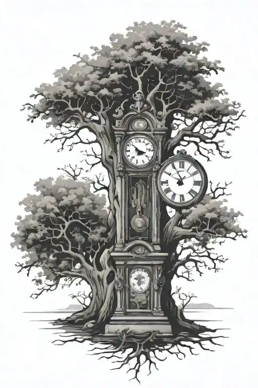 Grandfather Clock Inside Tree