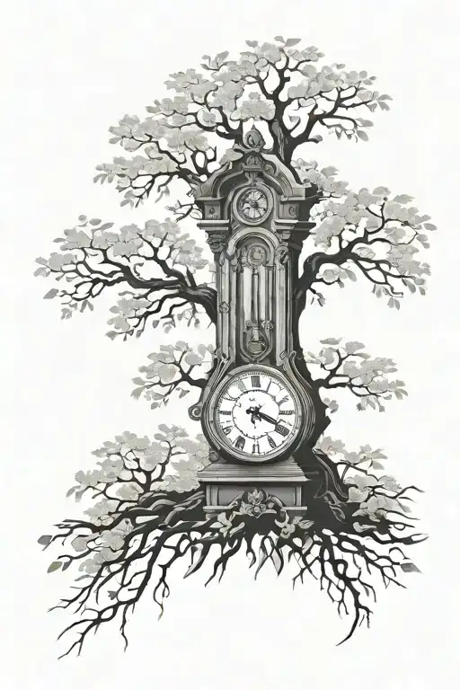 Simple Grandfather Clock Inside Tree