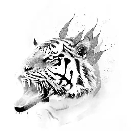 A Tiger With Smoke Forming Into The Shape Of Welding Sparks