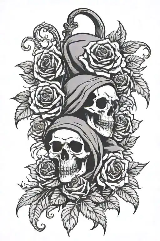 Gothic Roses With Grim Reaper