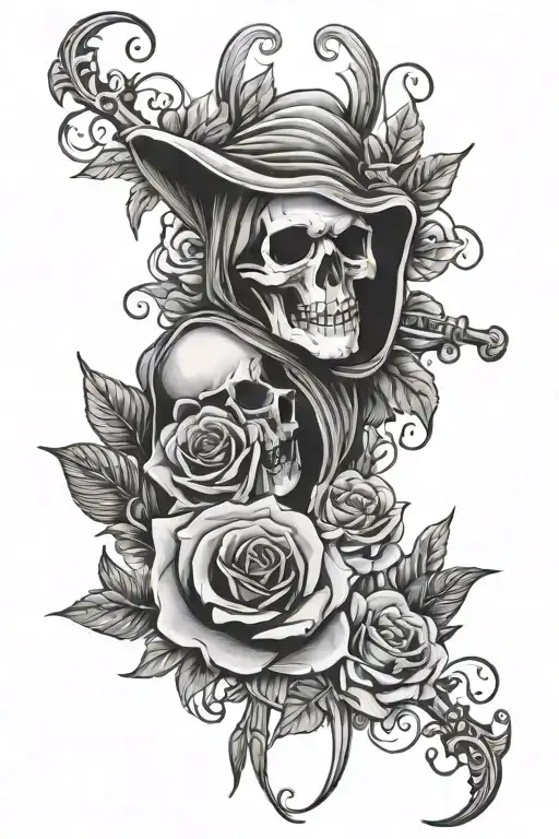 Gothic Roses With Grim Reaper