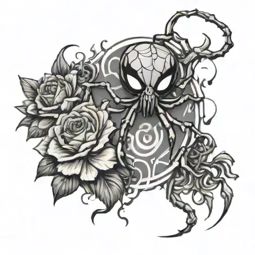Phantom Troupe Spider With The Number 3 With Carnation Flowers And Flames