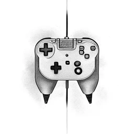 A Minimalist Tattoo Of A Video Game Controller And A Coffee Mug Combined