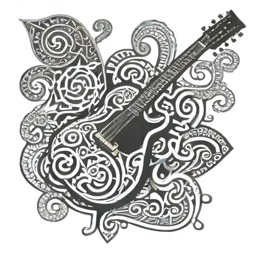 Occupational Safety Symbol With Guitar With Maori Symbols