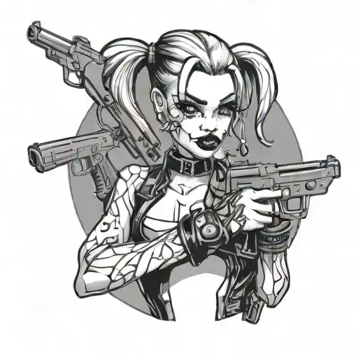 Black Girl Harley Quinn With Guns