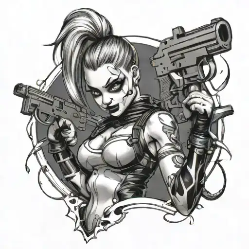 Black Girl Harley Quinn With Guns