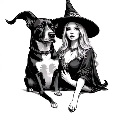 Dog And Witch Holding