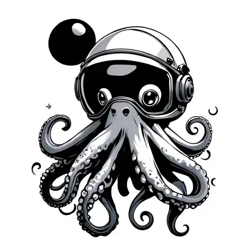 Octopus Wearing Space Helmet