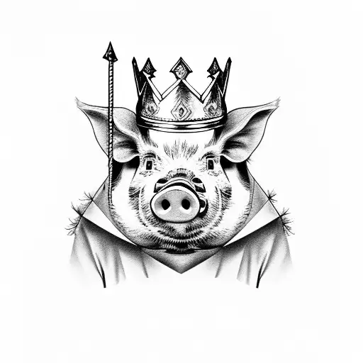 A Pig Wearing A Crown And Holding A Scepter