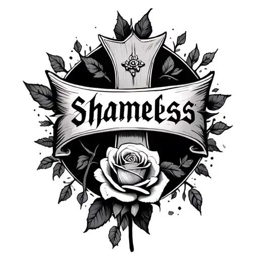 Cross With The Word 'Shameless' With A Rose Wrapped Around It Less Bulky