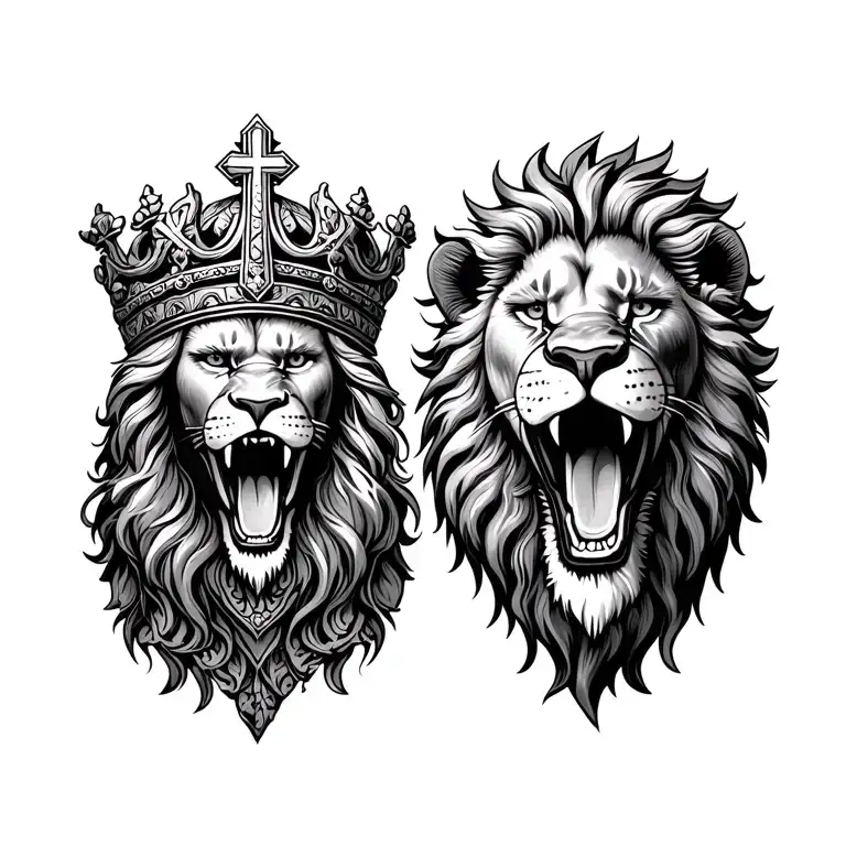 King With A Cross From Asturias And A Lion Head With The Open Mouth