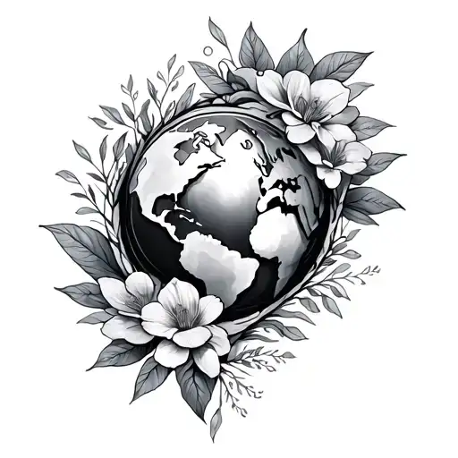 Mother Earth Botanical Ethereal Tattoo Design