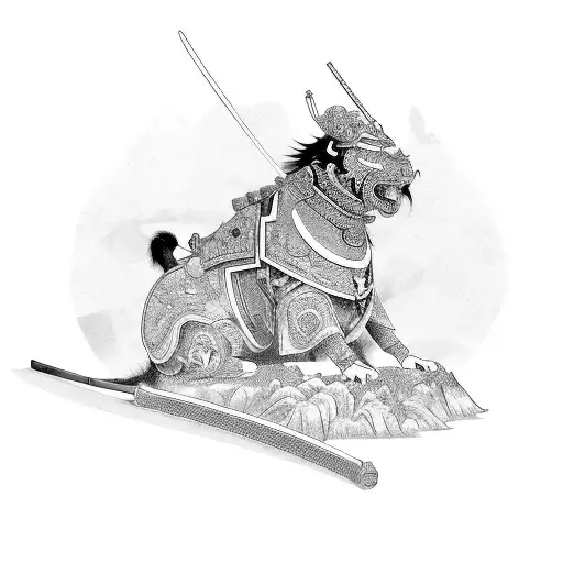 A Samurai Emperor Sitting On His Throne