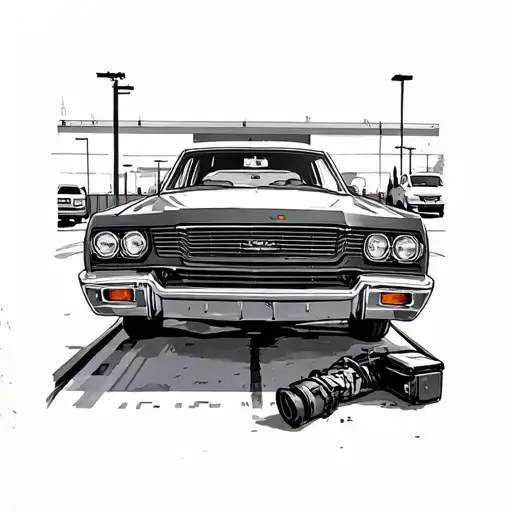 Fixing A Car In A Parking Lot