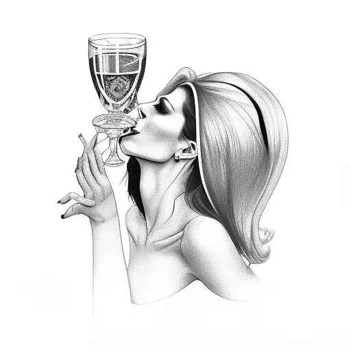 Pretty Woman Drinking From A Chalice Close Up
