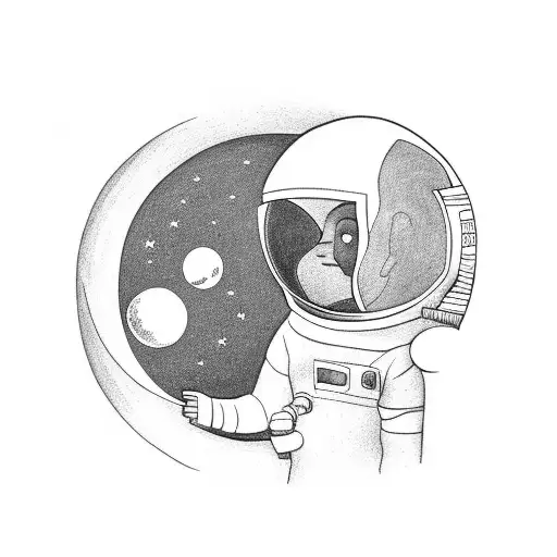 Astronaut Looking Up At The Moon From Earth