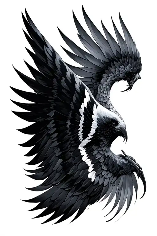 Black Wing Spread On Back