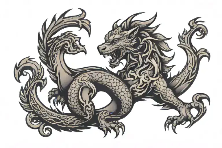 Leo Symbol With A Dragon