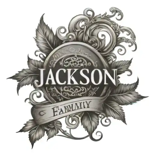 Jackson Last Name Negative Shading And The Word Family In Center
