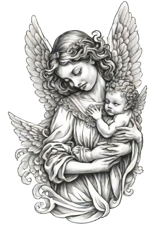 Angel Holding Baby Angel