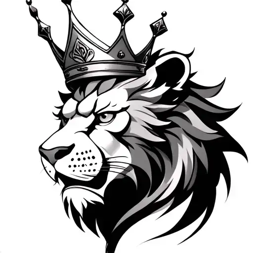 Japanese Lion Head Wearing A Crown