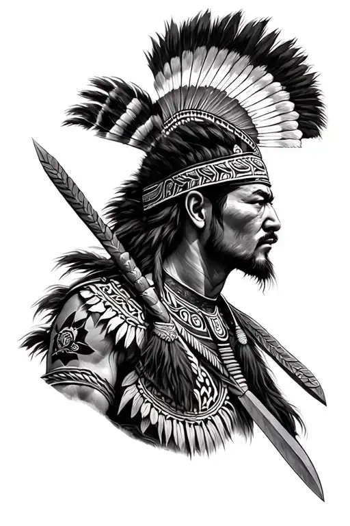 New Zealand Maori Warrior With A Patu Before Battle