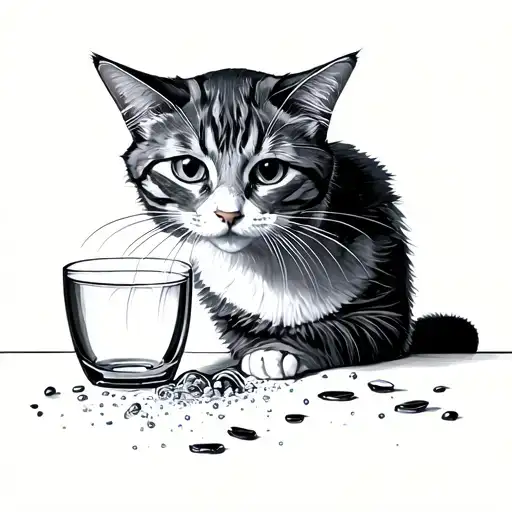 Cat Knocking Glass Off Table